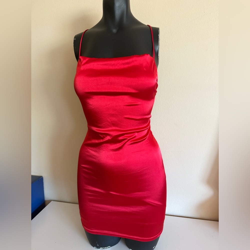 Fashion Nova Red Ruched Bodycon Mini Dress